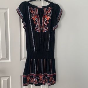 Parker Smocked Waist Dress - Blk w/Print